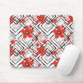Rote Blume auf weißem, schwarzem Hintergrund. Mousepad (Mit Mouse)