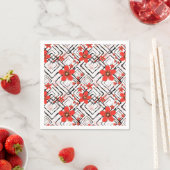 Rote Blume auf weißem, schwarzem Hintergrund. Serviette (Beispiel)