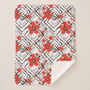 Rote Blume auf weißem, schwarzem Hintergrund. Sherpadecke