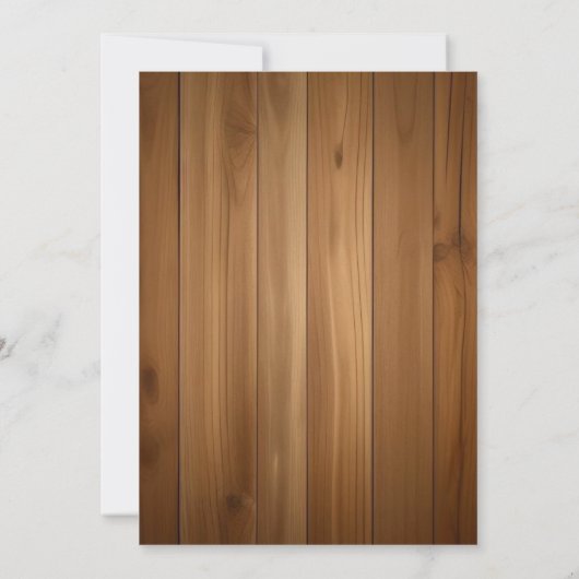 Rote Blume aus rustikalem Holz - romantische Hochz Einladung (Rückseite)