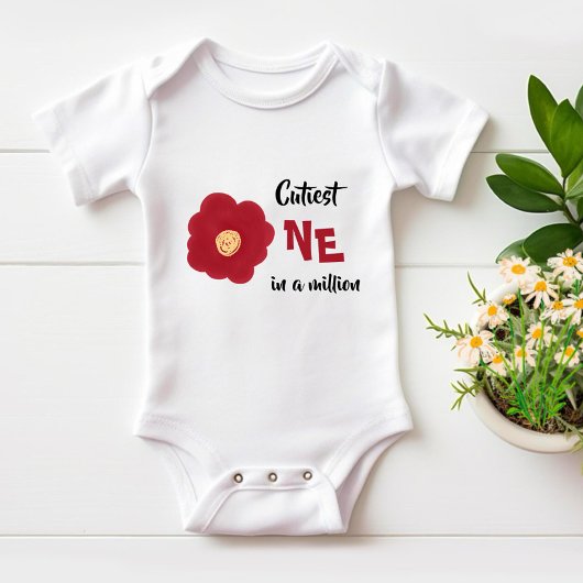 Rote Blume Baby Strampler