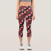 Rote Blume bei Sonnenlicht Nah-up Muster Capri Leggings (Vorderseite)