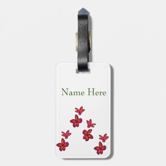 Rote Blume blüht Gepäckanhänger (Rückseite vertikal)
