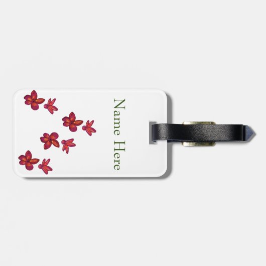 Rote Blume blüht Gepäckanhänger (Rückseite horizontal)