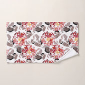 Rote Blume, Blumen, Retro, Rot und Weiß Badhandtuch Set (Handtuch)