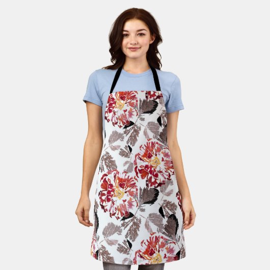 Rote Blume, Blumen, Retro, Rot und Weiß Schürze (Getragen)