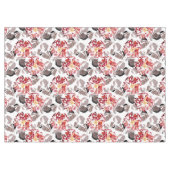 Rote Blume, Blumen, Retro, Rot und Weiß Tischdecke (Vorderseite (Horizontal))