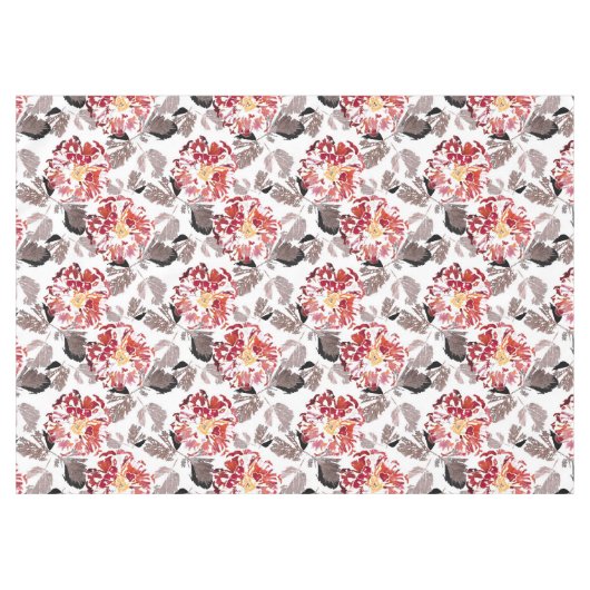 Rote Blume, Blumen, Retro, Rot und Weiß Tischdecke (Vorderseite (Horizontal))