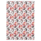 Rote Blume, Blumen, Retro, Rot und Weiß Tischdecke (Vorderseite)