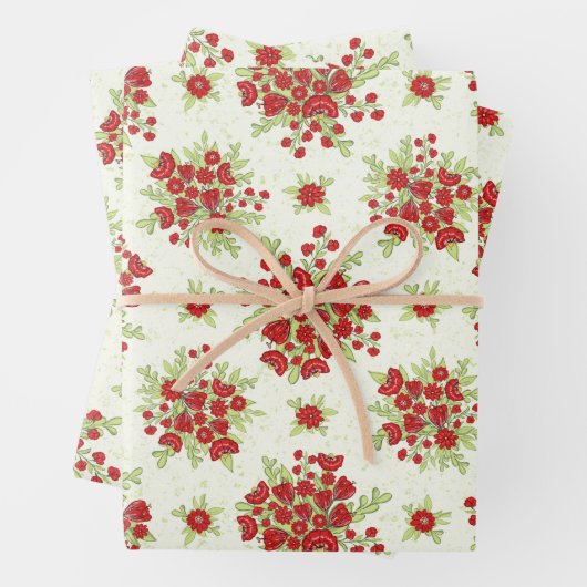 Rote Blume Blumenfrühling Geschenkpapier Set (Beispiel)