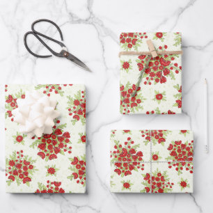 Rote Blume Blumenfrühling Geschenkpapier Set