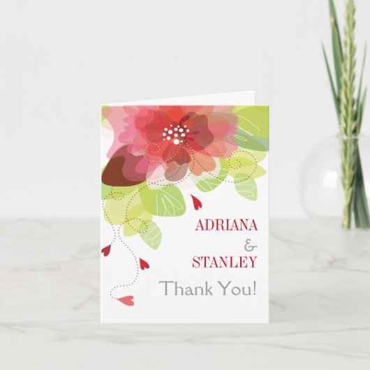 Rote Blume Blumenfrühling Hochzeit Danke Foto (Vorderseite)