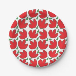 Rote Blume Blumenmuster Geburtstag Pappteller