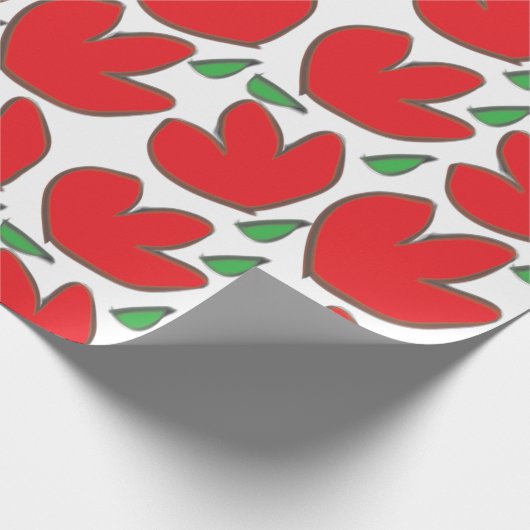 Rote Blume Blumenmuster Geschenkpapier (Ecke)