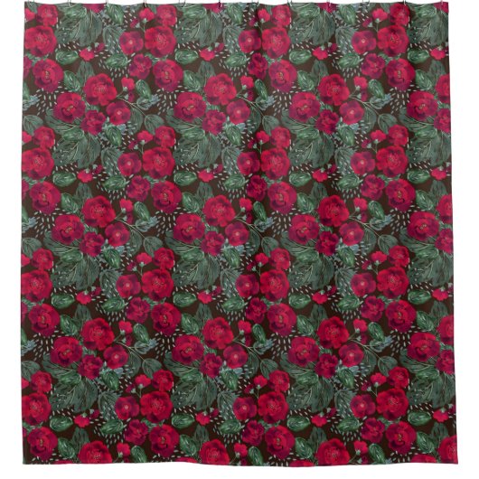 Rote Blume, Blumenmuster im Wasser. Duschvorhang (Vorderseite)
