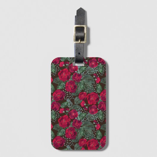 Rote Blume, Blumenmuster im Wasser. Gepäckanhänger (Vorderseite Vertikal)