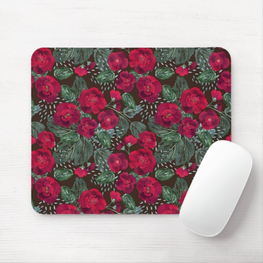 Rote Blume, Blumenmuster im Wasser. Mousepad (Mit Mouse)