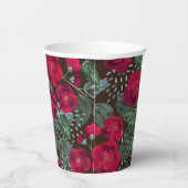 Rote Blume, Blumenmuster im Wasser. Pappbecher (Rechts)