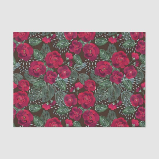 Rote Blume, Blumenmuster im Wasser. Seidenpapier (Vorderseite)