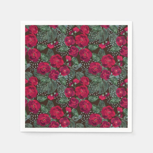 Rote Blume, Blumenmuster im Wasser. Serviette (Vorderseite)