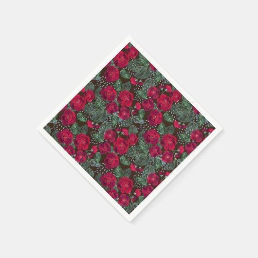 Rote Blume, Blumenmuster im Wasser. Serviette (Ecke)