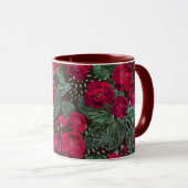 Rote Blume, Blumenmuster im Wasser. Tasse (VorderseiteRechts)