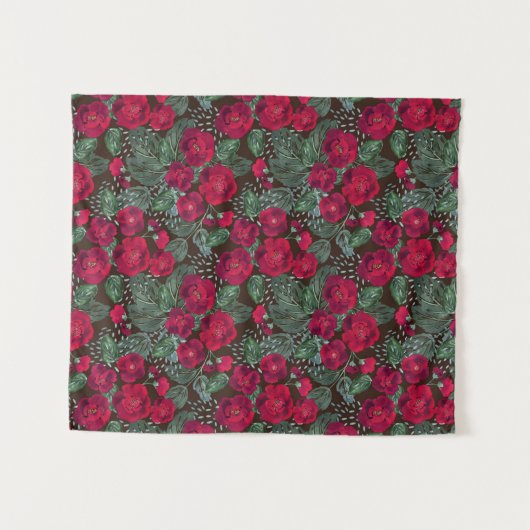 Rote Blume, Blumenmuster im Wasser. Wandteppich (Vorderseite (Horizontal))