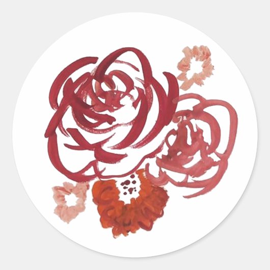 Rote Blume Bouquet Party Sticker zeichnen (Vorderseite)