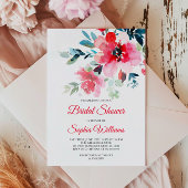 Rote Blume Brautdusche Einladung