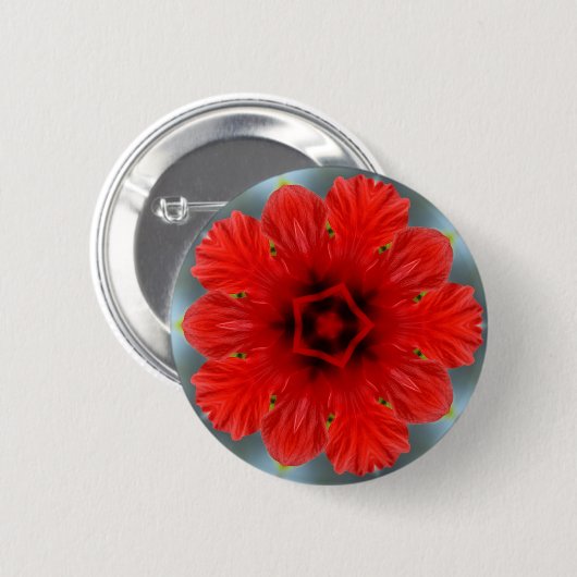 Rote Blume Button (Vorne & Hinten)