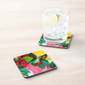 Rote Blume Camellias Getränkeuntersetzer (Rechte Seite)