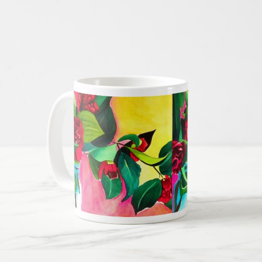 Rote Blume Camellias Kaffeetasse (Vorderseite Links)