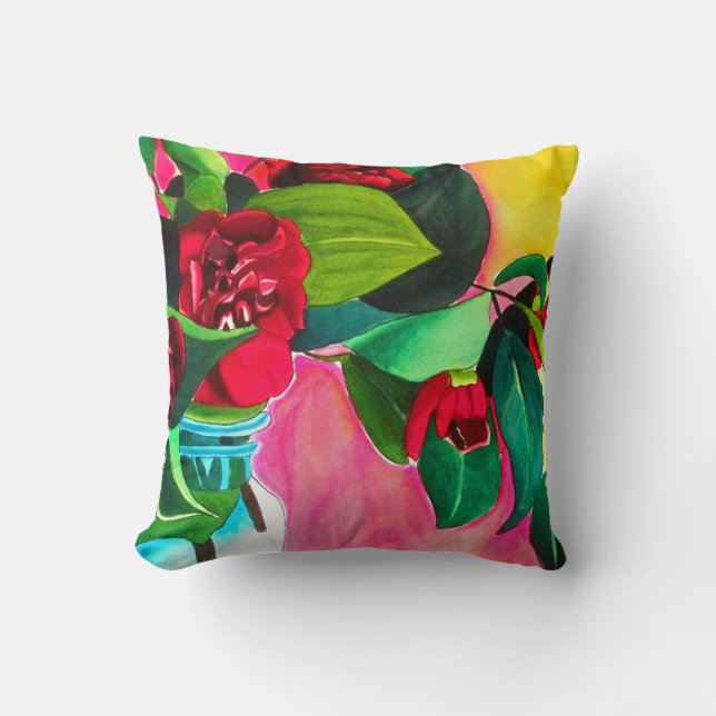 Rote Blume Camellias Kissen (Vorderseite)