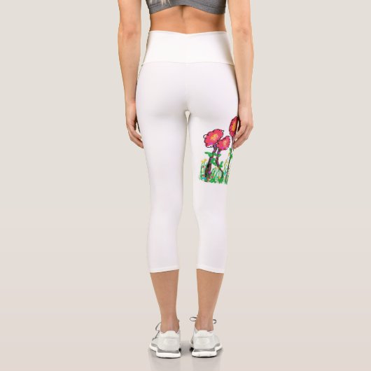 Rote Blume Capri Leggings (Rückseite)