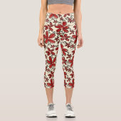 Rote Blume Capri Leggings (Vorderseite)