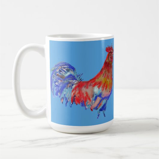 Rote Blume Cockerel Hähnchen Tasse (Links)