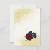 Rote Blume der Marine Gold Blätter Hochzeit Dankeskarte (Rückseite)