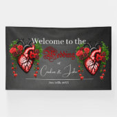 Rote Blume des gotischen Herzens Banner (Horizontal)