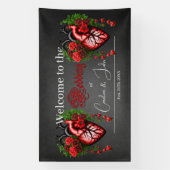 Rote Blume des gotischen Herzens Banner (Vertikal)