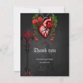 Rote Blume des gotischen Herzens Dankeskarte (Vorderseite)