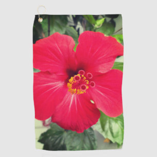 Rote Blume des Hibiskus Rosa-sinensis Golfhandtuch