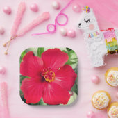 Rote Blume des Hibiskus Rosa-sinensis Pappteller (Party)