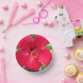 Rote Blume des Hibiskus Rosa-sinensis Pappteller (Party)