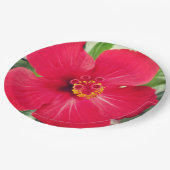 Rote Blume des Hibiskus Rosa-sinensis Pappteller (Schrägansicht)