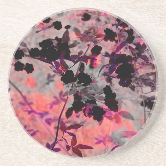 Rote Blume Design Grafikart Sandstein Untersetzer (Vorne)