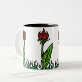 Rote Blume, die Tasse wiederholt (Vorderseite Links)