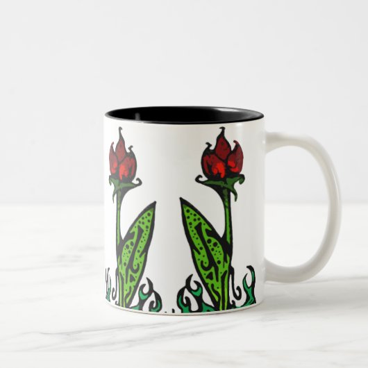 Rote Blume, die Tasse wiederholt (Rechts)