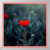 Rote Blume Dunkle Nacht Einsamkeit Kunst Poster (Vorne)