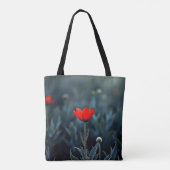 Rote Blume Dunkle Nacht Einsamkeit Kunst Tasche (Rückseite)