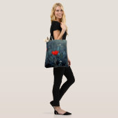 Rote Blume Dunkle Nacht Einsamkeit Kunst Tasche (Am Model)